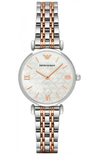 Buy Shop Emporio Armani Gianni T-Bar Mother of Pearl Dial Two Tone Steel Strap Watch For Women - AR1987 USA Online