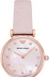 Buy Shop Emporio Armani Gianni T Bar Mother Of Pearl Pink Dial Pink Leather Strap Watch For Women - AR1958 USA Online