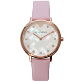 Buy Shop Emporio Armani Gianni T Bar Mother Of Pearl Pink Dial Pink Leather Strap Watch For Women - AR1958 USA Online