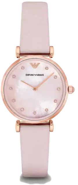 Buy Shop Emporio Armani Gianni T Bar Mother Of Pearl Pink Dial Pink Leather Strap Watch For Women - AR1958 USA Online