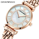 Buy Shop Emporio Armani Gianni T Bar Mother of Pearl Rose Gold Stainless Steel Strap Watch For Women - AR1909 USA Online