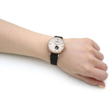 Buy Shop Emporio Armani Gianni T Bar Mother of Pearl White Dial Black Leather Strap Watch For Women - AR60047 USA Online