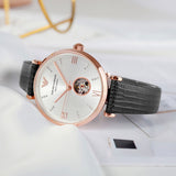 Buy Shop Emporio Armani Gianni T Bar Mother of Pearl White Dial Black Leather Strap Watch For Women - AR60047 USA Online