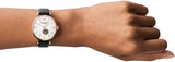 Buy Shop Emporio Armani Gianni T Bar Mother of Pearl White Dial Black Leather Strap Watch For Women - AR60047 USA Online