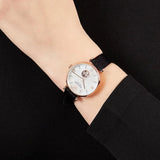 Buy Shop Emporio Armani Gianni T Bar Mother of Pearl White Dial Black Leather Strap Watch For Women - AR60047 USA Online