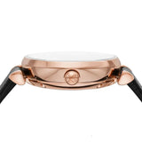 Buy Shop Emporio Armani Gianni T Bar Mother of Pearl White Dial Black Leather Strap Watch For Women - AR60047 USA Online