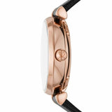 Buy Shop Emporio Armani Gianni T Bar Mother of Pearl White Dial Black Leather Strap Watch For Women - AR60047 USA Online