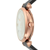 Buy Shop Emporio Armani Gianni T Bar Mother of Pearl White Dial Black Leather Strap Watch For Women - AR60047 USA Online