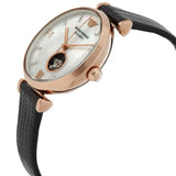 Buy Shop Emporio Armani Gianni T Bar Mother of Pearl White Dial Black Leather Strap Watch For Women - AR60047 USA Online