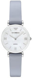 Buy Shop Emporio Armani Gianni T-Bar Mother Of Pearl White Dial Grey Leather Strap Watch For Women - AR11039 USA Online