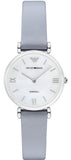 Buy Shop Emporio Armani Gianni T-Bar Mother Of Pearl White Dial Grey Leather Strap Watch For Women - AR11039 USA Online