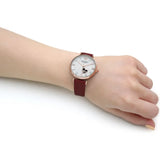 Buy Shop Emporio Armani Gianni T-Bar Mother of Pearl White Dial Red Leather Strap Watch For Women - AR60048 USA Online