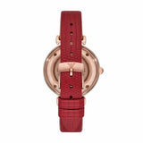 Buy Shop Emporio Armani Gianni T-Bar Mother of Pearl White Dial Red Leather Strap Watch For Women - AR60048 USA Online