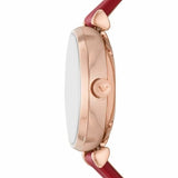 Buy Shop Emporio Armani Gianni T-Bar Mother of Pearl White Dial Red Leather Strap Watch For Women - AR60048 USA Online