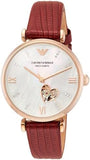 Buy Shop Emporio Armani Gianni T-Bar Mother of Pearl White Dial Red Leather Strap Watch For Women - AR60048 USA Online