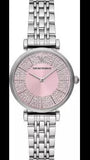 Buy Shop Emporio Armani Gianni T-Bar Pink Dial Silver Steel Strap Watch for Women - AR11686 USA Online