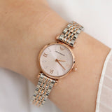 Buy Shop Emporio Armani Gianni T Bar Pink Dial Two Tone Steel Strap Watch For Women - AR11223 USA Online
