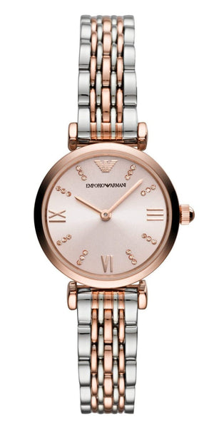 Buy Shop Emporio Armani Gianni T Bar Pink Dial Two Tone Steel Strap Watch For Women - AR11223 USA Online
