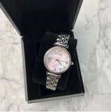 Buy Shop Emporio Armani Gianni T Bar Pink Mother of Pearl Dial Silver Steel Strap Watch For Women - AR1779 USA Online