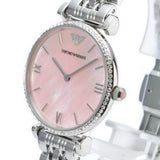 Buy Shop Emporio Armani Gianni T Bar Pink Mother of Pearl Dial Silver Steel Strap Watch For Women - AR1779 USA Online