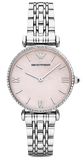 Buy Shop Emporio Armani Gianni T Bar Pink Mother of Pearl Dial Silver Steel Strap Watch For Women - AR1779 USA Online