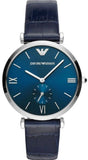 Buy Shop Emporio Armani Gianni T Bar Quartz Blue Dial Blue Leather Strap Watch For Men - AR11300 USA Online
