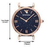 Buy Shop Emporio Armani Gianni T-Bar Quartz Blue Dial Blue Leather Strap Watch for Women - AR11424 USA Online