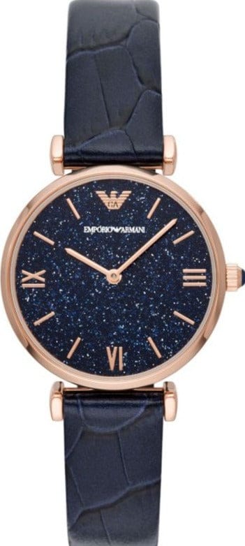 Buy Shop Emporio Armani Gianni T-Bar Quartz Blue Dial Blue Leather Strap Watch for Women - AR11424 USA Online