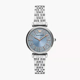 Buy Shop Emporio Armani Gianni T-Bar Quartz Blue Dial Silver Steel Strap Watch For Women - AR11594 USA Online