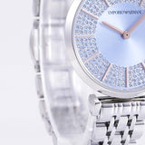 Buy Shop Emporio Armani Gianni T-Bar Quartz Blue Dial Silver Steel Strap Watch For Women - AR11594 USA Online