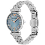 Buy Shop Emporio Armani Gianni T-Bar Quartz Blue Dial Silver Steel Strap Watch For Women - AR11594 USA Online