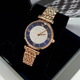 Buy Shop Emporio Armani Gianni T-Bar Quartz Crystals Black Dial Gold Steel Strap Watch For Women - AR11423 USA Online