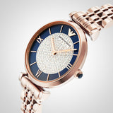 Buy Shop Emporio Armani Gianni T-Bar Quartz Crystals Black Dial Gold Steel Strap Watch For Women - AR11423 USA Online