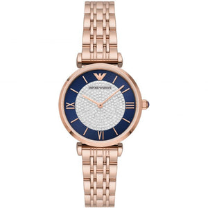 Buy Shop Emporio Armani Gianni T-Bar Quartz Crystals Black Dial Gold Steel Strap Watch For Women - AR11423 USA Online