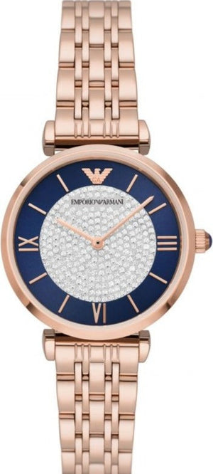 Buy Shop Emporio Armani Gianni T-Bar Quartz Crystals Black Dial Gold Steel Strap Watch For Women - AR11423 USA Online