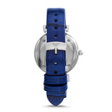 Buy Shop Emporio Armani Gianni T Bar Quartz Crystals Silver Dial Blue Leather Strap Watch For Women - AR11344 USA Online