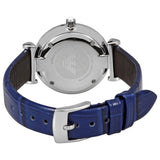 Buy Shop Emporio Armani Gianni T Bar Quartz Crystals Silver Dial Blue Leather Strap Watch For Women - AR11344 USA Online
