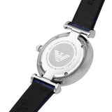 Buy Shop Emporio Armani Gianni T Bar Quartz Crystals Silver Dial Blue Leather Strap Watch For Women - AR11344 USA Online