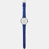 Buy Shop Emporio Armani Gianni T Bar Quartz Crystals Silver Dial Blue Leather Strap Watch For Women - AR11344 USA Online
