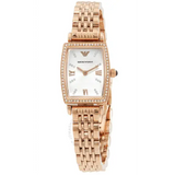 Buy Shop Emporio Armani Gianni T Bar Quartz Crystals White Dial Rose Gold Steel Strap Watch For Women - AR11406 USA Online