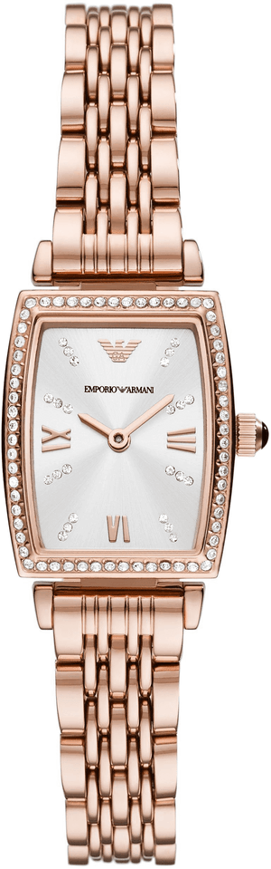 Buy Shop Emporio Armani Gianni T Bar Quartz Crystals White Dial Rose Gold Steel Strap Watch For Women - AR11406 USA Online