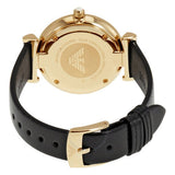 Buy Shop Emporio Armani Gianni T-Bar Quartz Mother of Pearl Dial Black Leather Strap Watch For Women - AR1910 USA Online