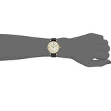 Buy Shop Emporio Armani Gianni T-Bar Quartz Mother of Pearl Dial Black Leather Strap Watch For Women - AR1910 USA Online