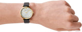 Buy Shop Emporio Armani Gianni T-Bar Quartz Mother of Pearl Dial Black Leather Strap Watch For Women - AR1910 USA Online