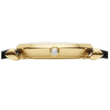 Buy Shop Emporio Armani Gianni T-Bar Quartz Mother of Pearl Dial Black Leather Strap Watch For Women - AR1910 USA Online