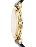Buy Shop Emporio Armani Gianni T-Bar Quartz Mother of Pearl Dial Black Leather Strap Watch For Women - AR1910 USA Online