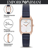Buy Shop Emporio Armani Gianni T Bar Quartz Mother of Pearl Dial Blue Leather Strap Watch For Women - AR11466 USA Online