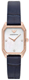 Buy Shop Emporio Armani Gianni T Bar Quartz Mother of Pearl Dial Blue Leather Strap Watch For Women - AR11466 USA Online
