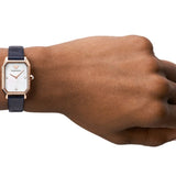 Buy Shop Emporio Armani Gianni T Bar Quartz Mother of Pearl Dial Blue Leather Strap Watch For Women - AR11466 USA Online