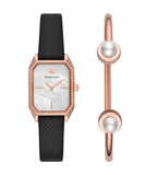 Buy Shop Emporio Armani Gianni T Bar Quartz Mother of Pearl Dial Blue Leather Strap Watch For Women - AR11466 USA Online